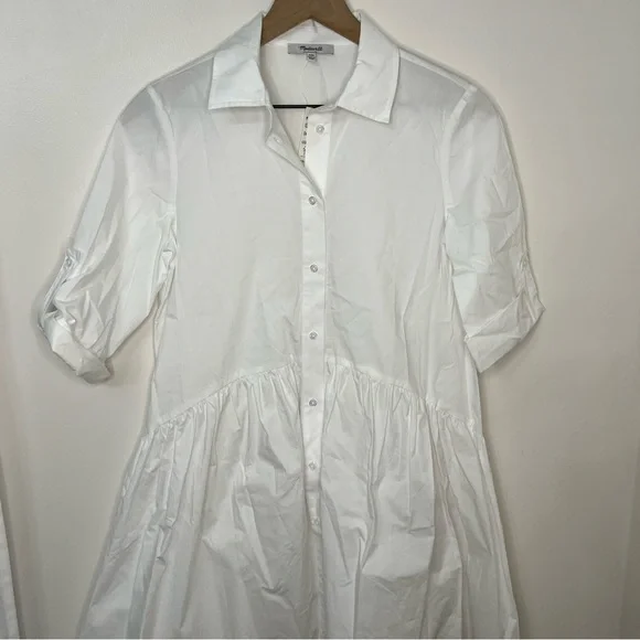 NWT Madewell Button-Front Mini Shirtdress in Poplin Women's Regular XXS Resort - Picture 5 of 11